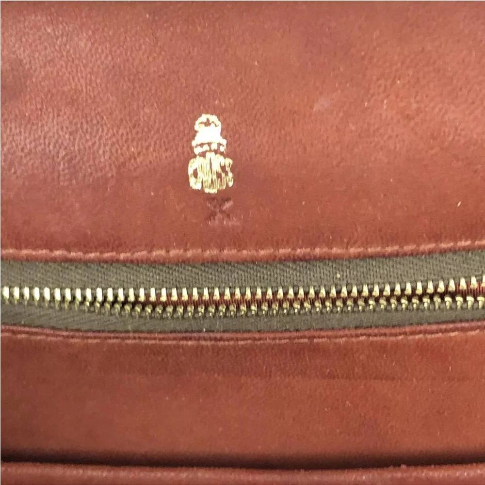 VTG Mark Cross Satchel Box Bag Brown Alligator Leather Gold Hardware Dust Bag